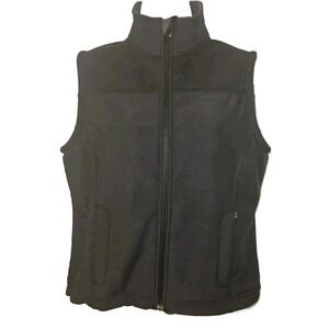 L.L. Bean Vest Black Nylon Full Zip Fleece Lined Sleeveless Women's‎ Size S Reg